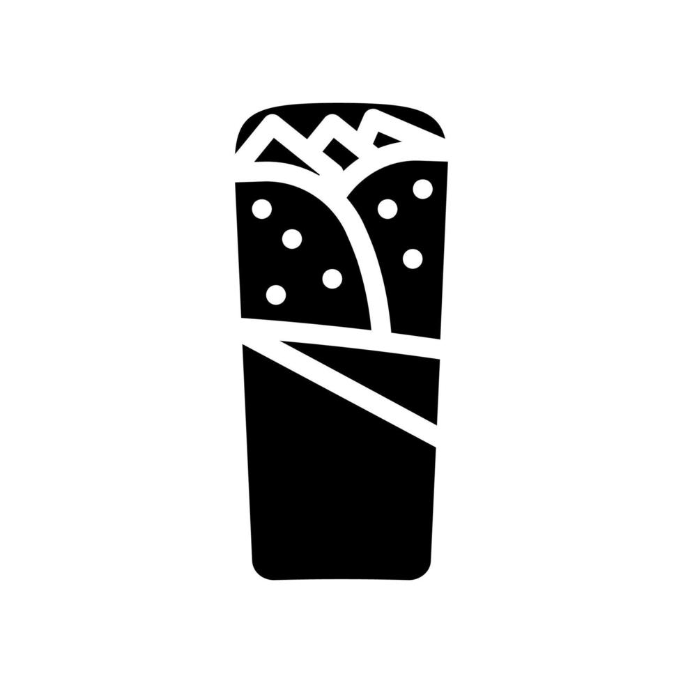 shawarma, burrito o chimichanga glifo icono vector ilustración