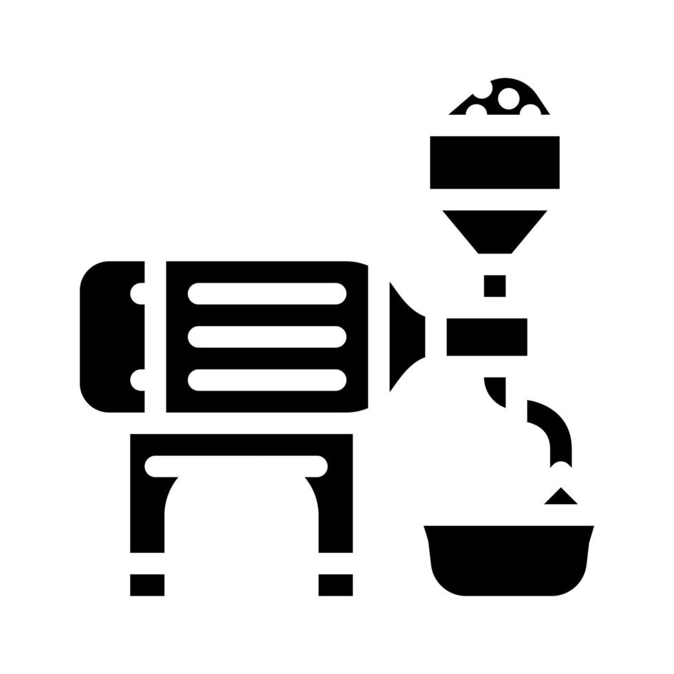 trituradora industrial para la producción de ilustración de vector de icono de glifo de mantequilla de maní
