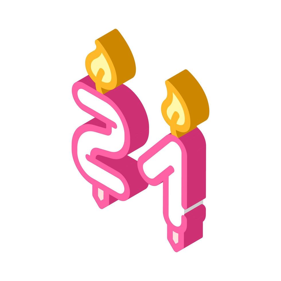 burning candles in number form birthday glyph icon vector illustration