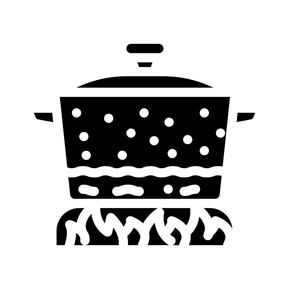 sartén para cocinar glifo icono vector ilustración