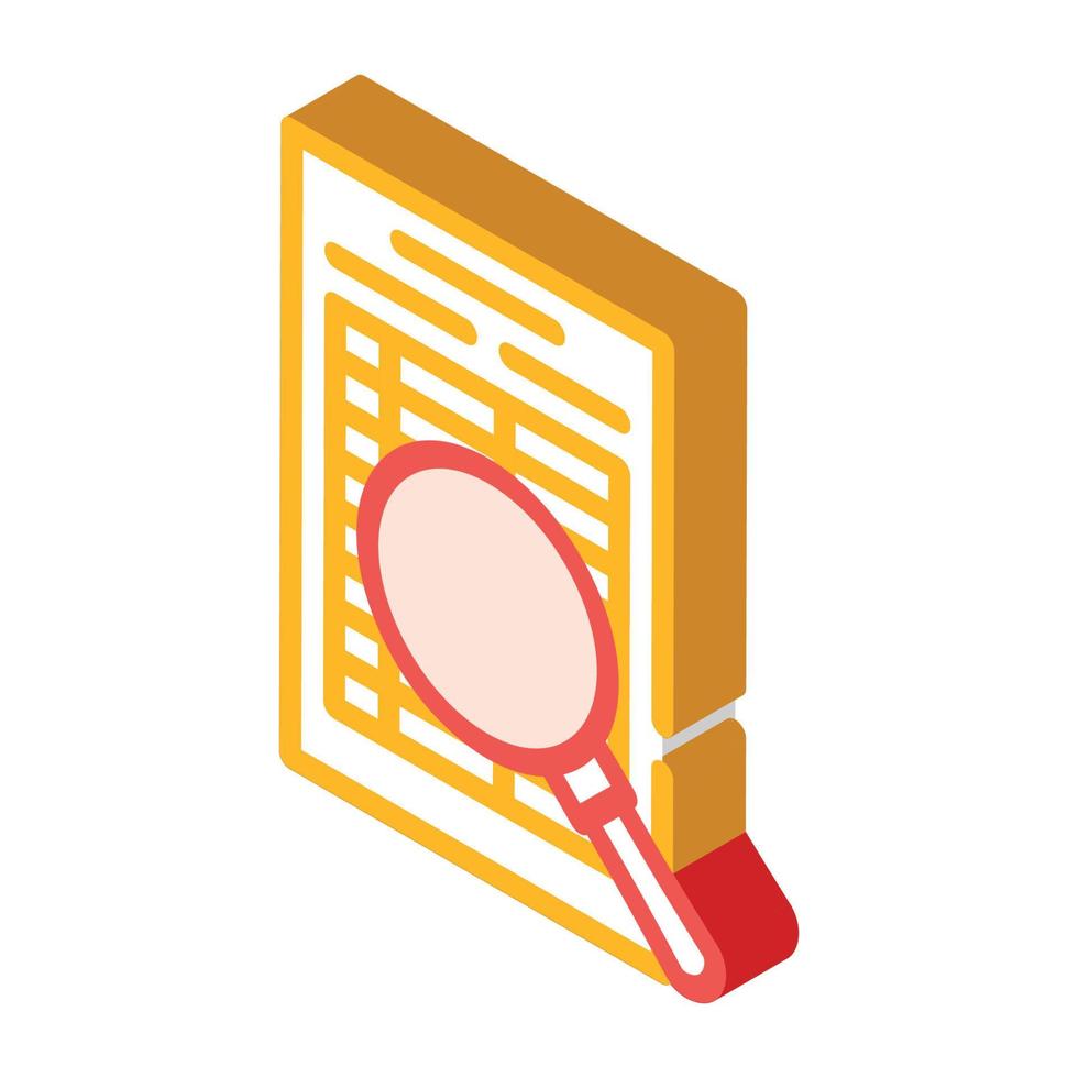 document research isometric icon vector isolated illustration