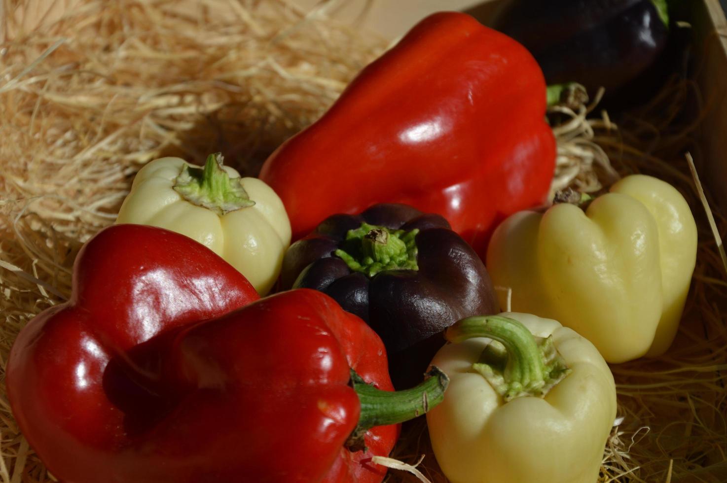Vegetables in a wooden box photo