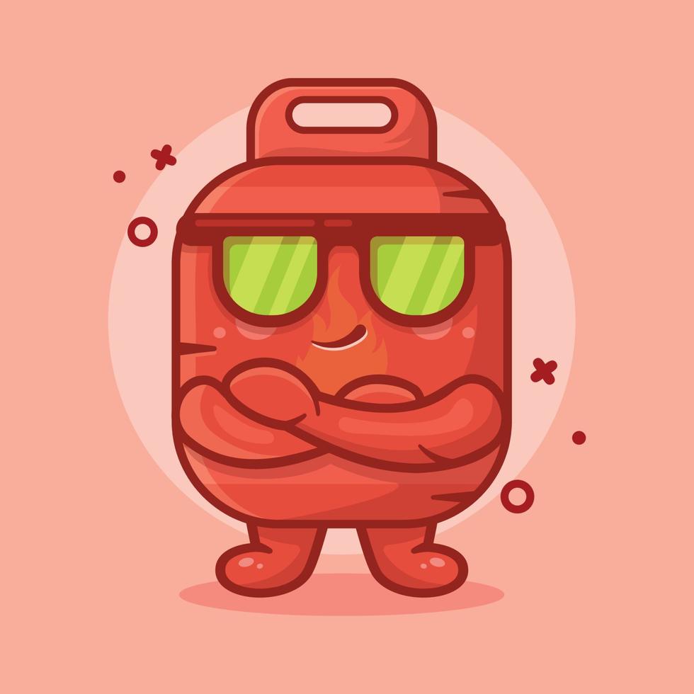 Cute gas cylinder character mascot with cool expression isolated cartoon in flat style design vector