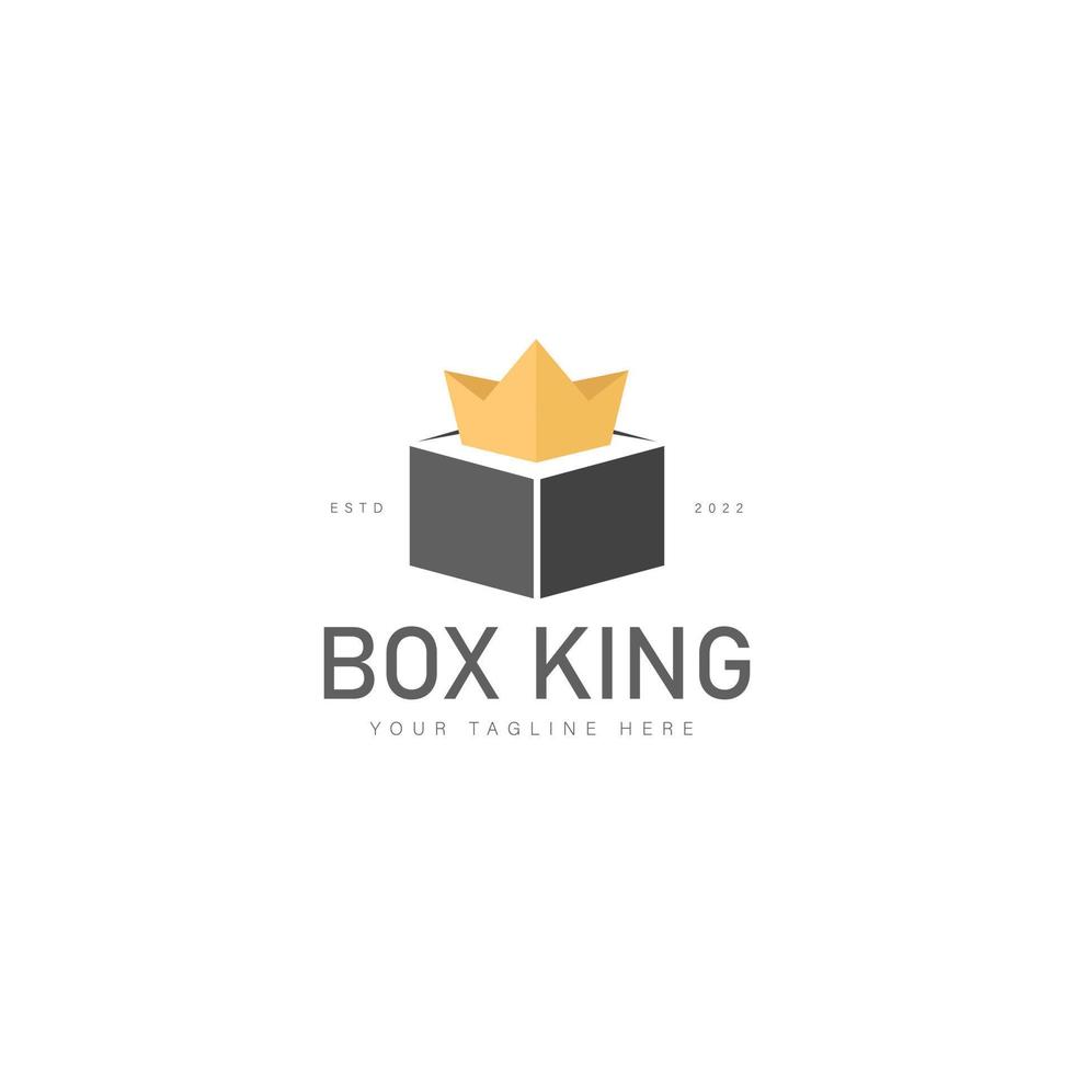 caja con ilustración de icono de diseño de logotipo de corona vector