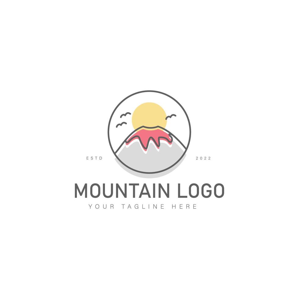 Volcano line logo design icon illustration vector