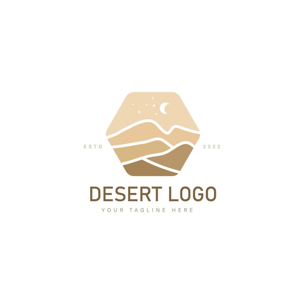 Desert with mountain night logo design icon illustration vector