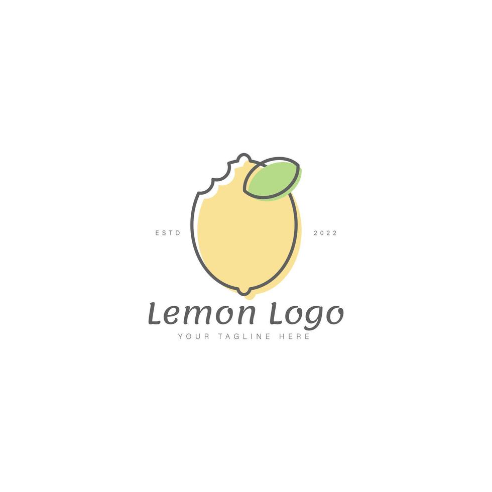 ilustración de icono de diseño de logotipo de línea de limón vector