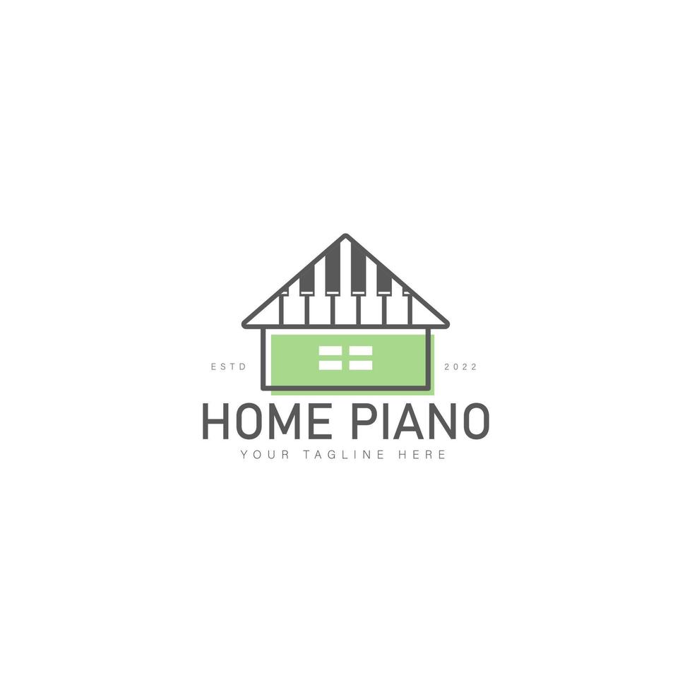 hogar con ilustración de icono de diseño de logotipo de piano vector