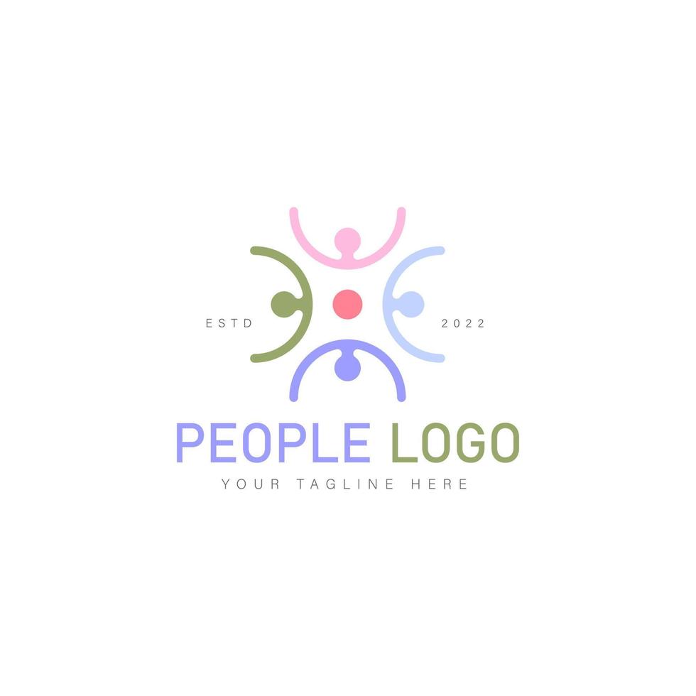 People with teamwork logo design icon illustration vector