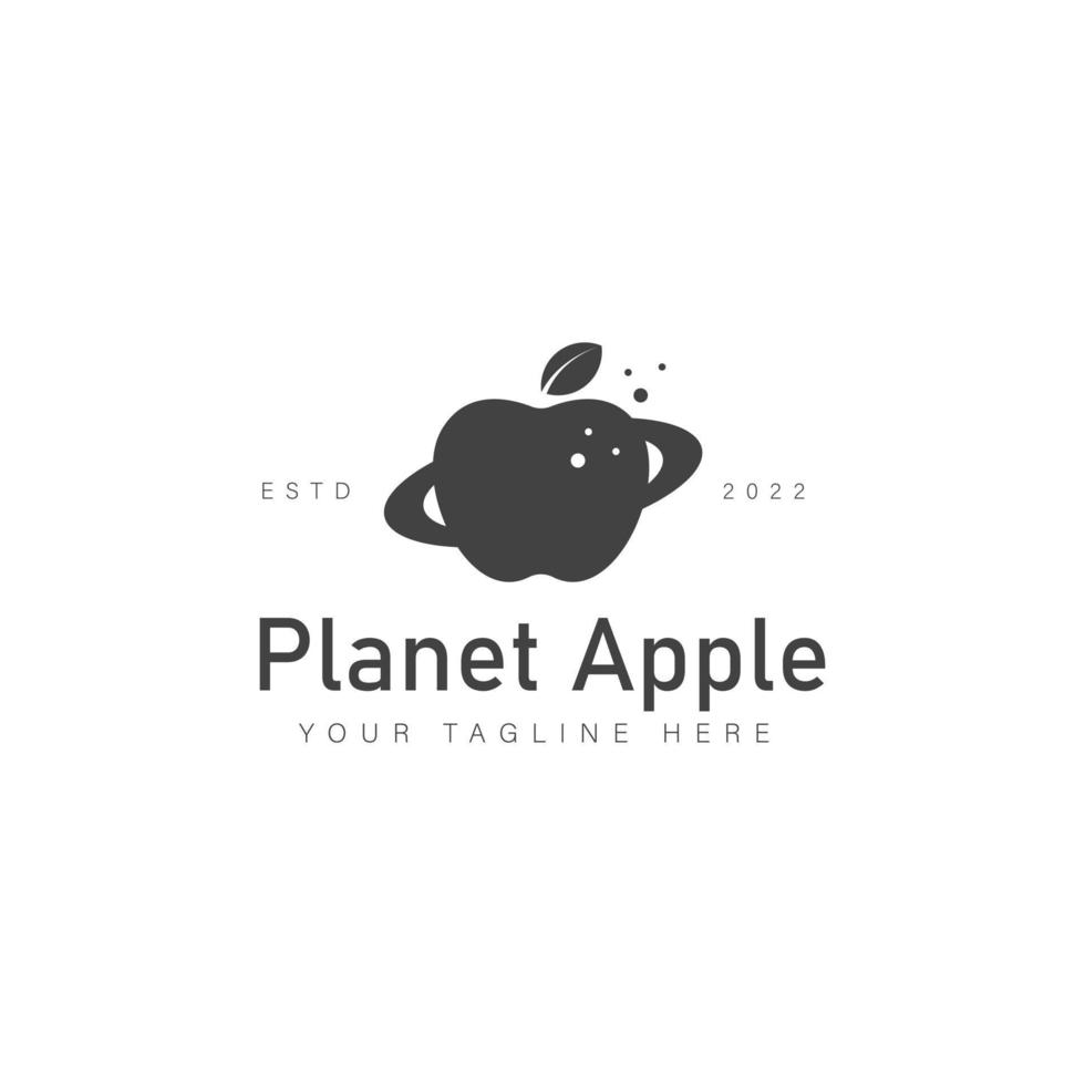 Apple fruit with circle ring planet logo design icon illustration vector