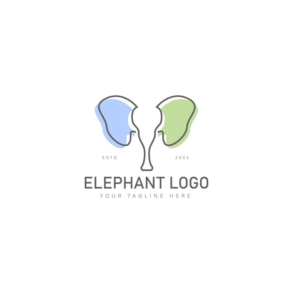 Elephant line logo design icon illustration vector