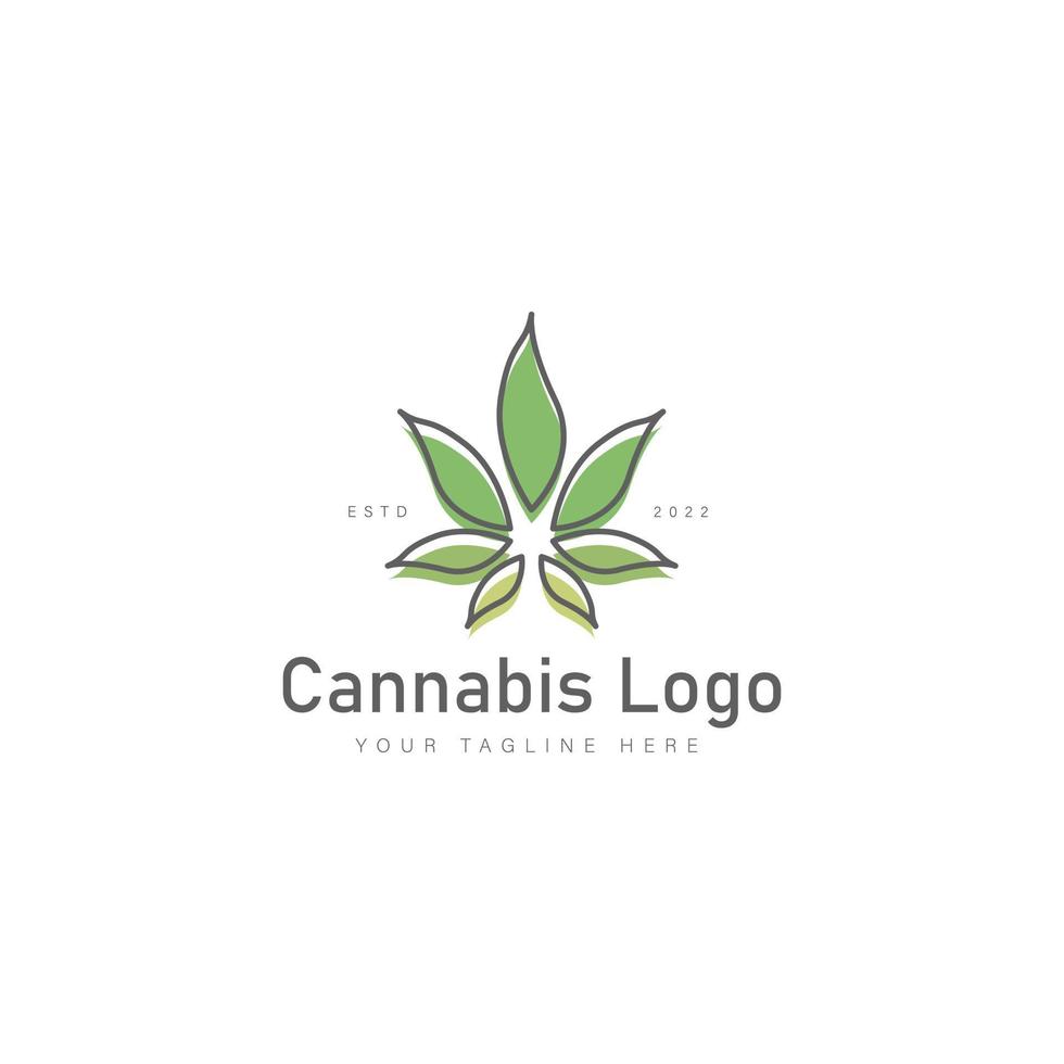 Cannabis line logo design icon illustration vector