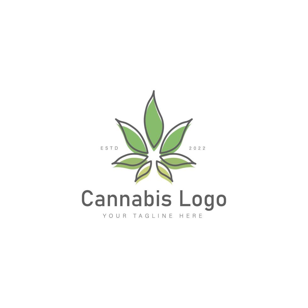 Cannabis line logo design icon illustration vector