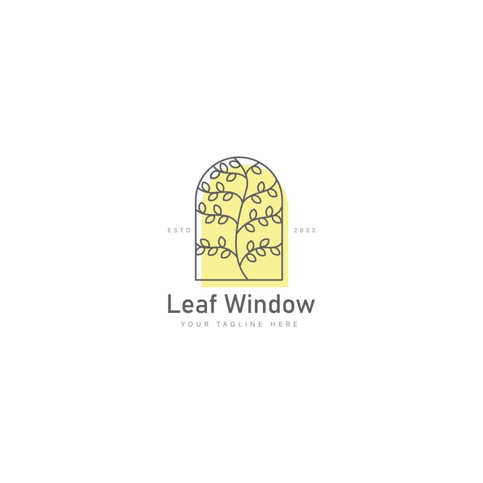 Leaf with window line logo design icon illustration vector