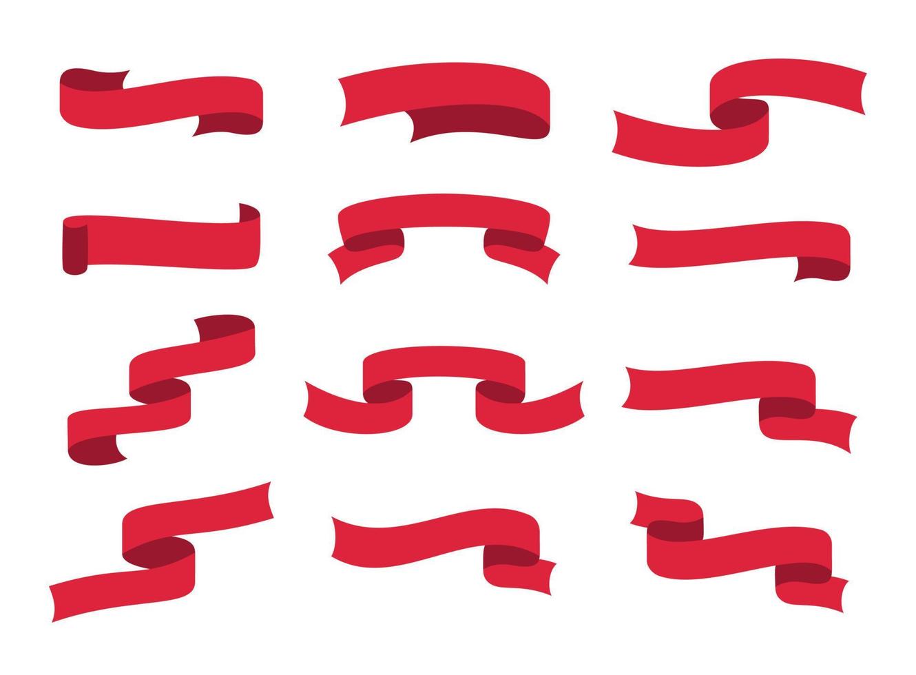 Set of Red Ribbons. Ribbons collection. Red ribbons. Vector ribbon