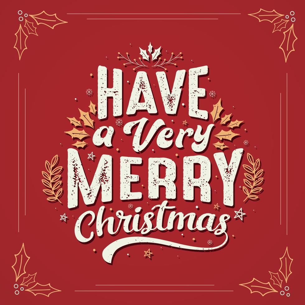 que tengas una muy feliz navidad, hermoso diseño de tarjeta de felicitación de navidad. vector