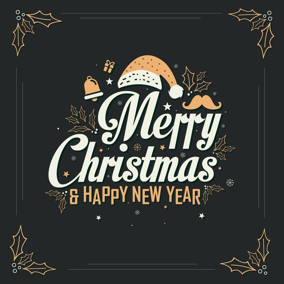 feliz navidad y feliz año nuevo, tarjeta de felicitación y diseño de fondo decorativo invitación de navidad. vector