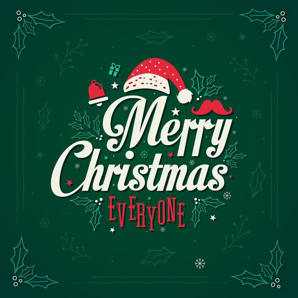 Merry Christmas Everyone, Greeting card and decorative background design Christmas invitation vector