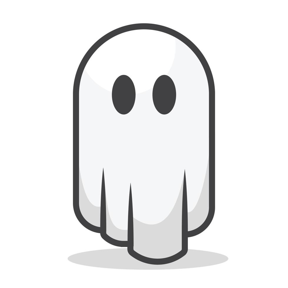 Ghost in cute kawaii cartoon style vector flat design illustration simple modern shape for halloween asset or icon element editable