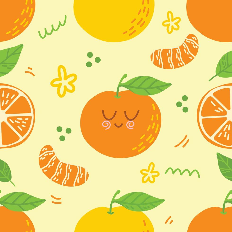 patrón sin costuras de mandarinas para impresión, textil, tela. fondo de frutas cítricas estilizadas dibujadas a mano modernas vector