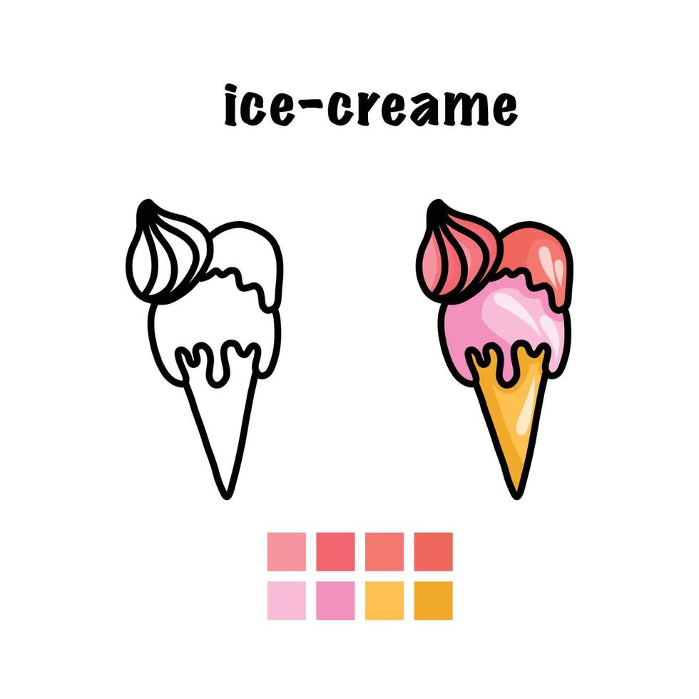 ice cream line vector illustration ,ice cream coloring book