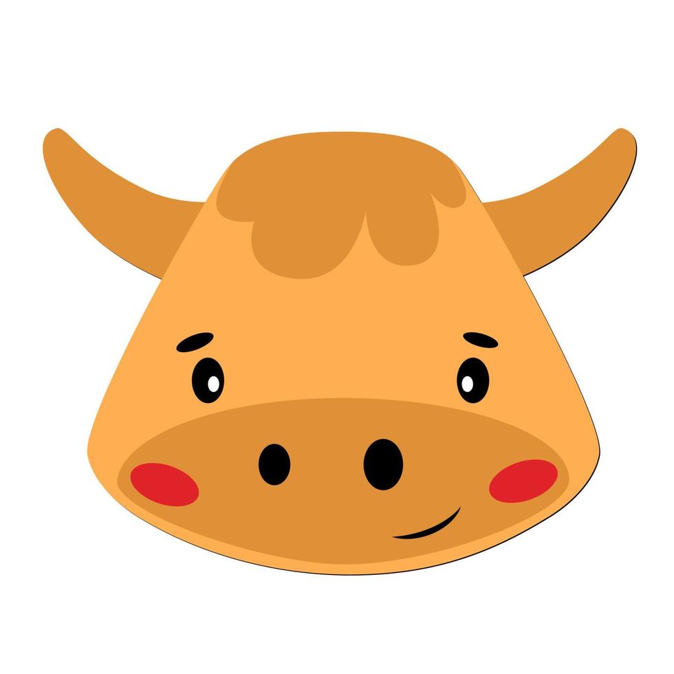 Ox Chinese zodiac sign. Bull animal vector