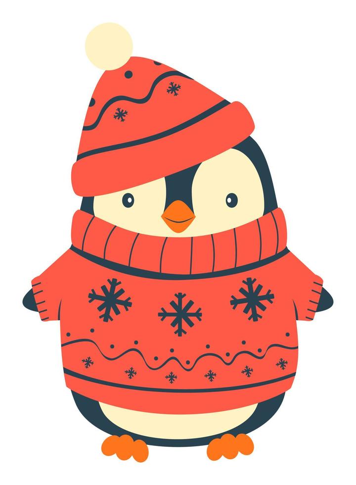 Penguin cartoons clip art. Cute Christmas penguin vector illustration