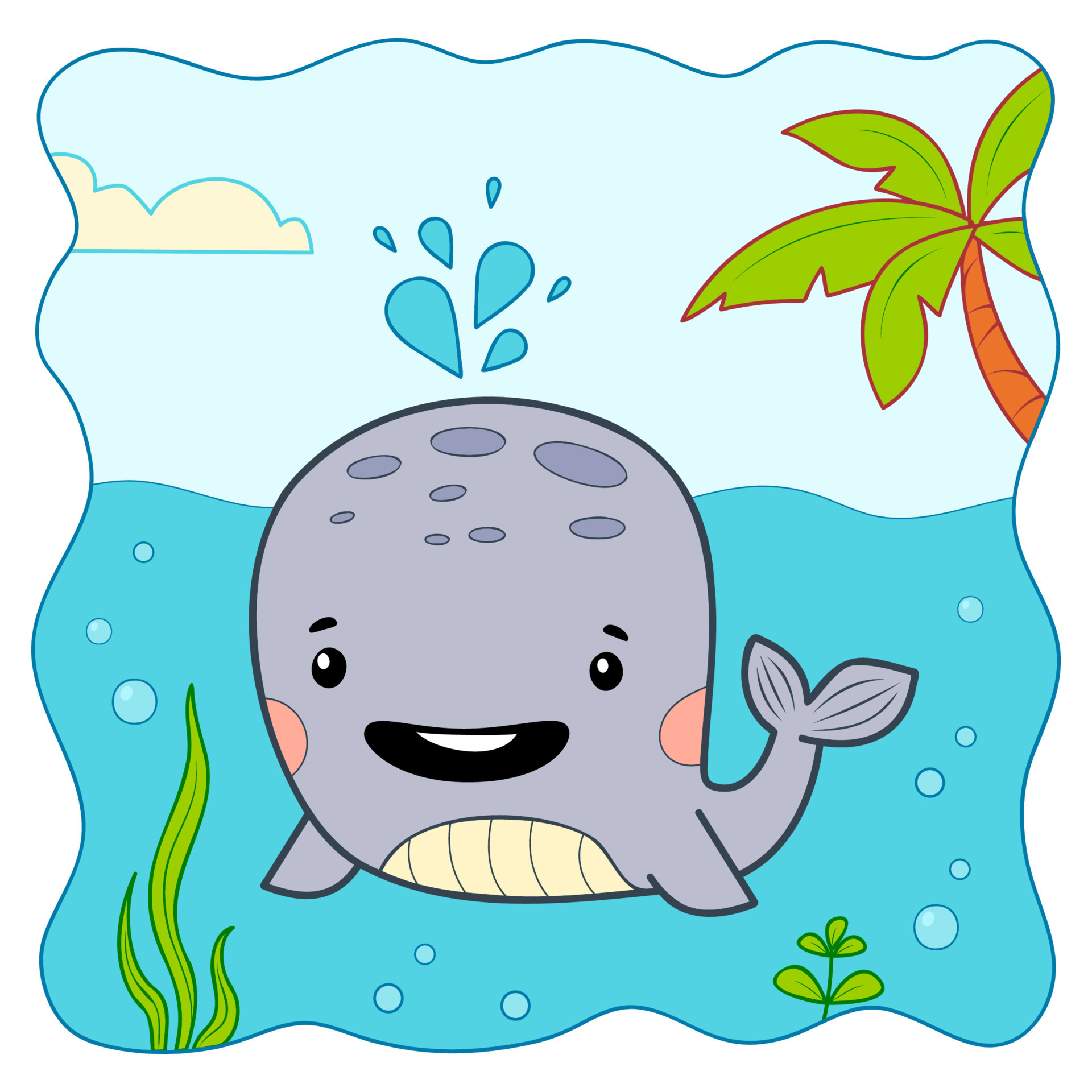 Cute Whale underwater cartoon. Whale clipart 8358892 Vector Art at Vecteezy