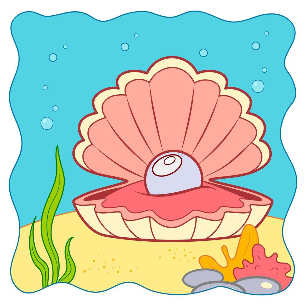 Cute Shell underwater cartoon. Shell clipart vector