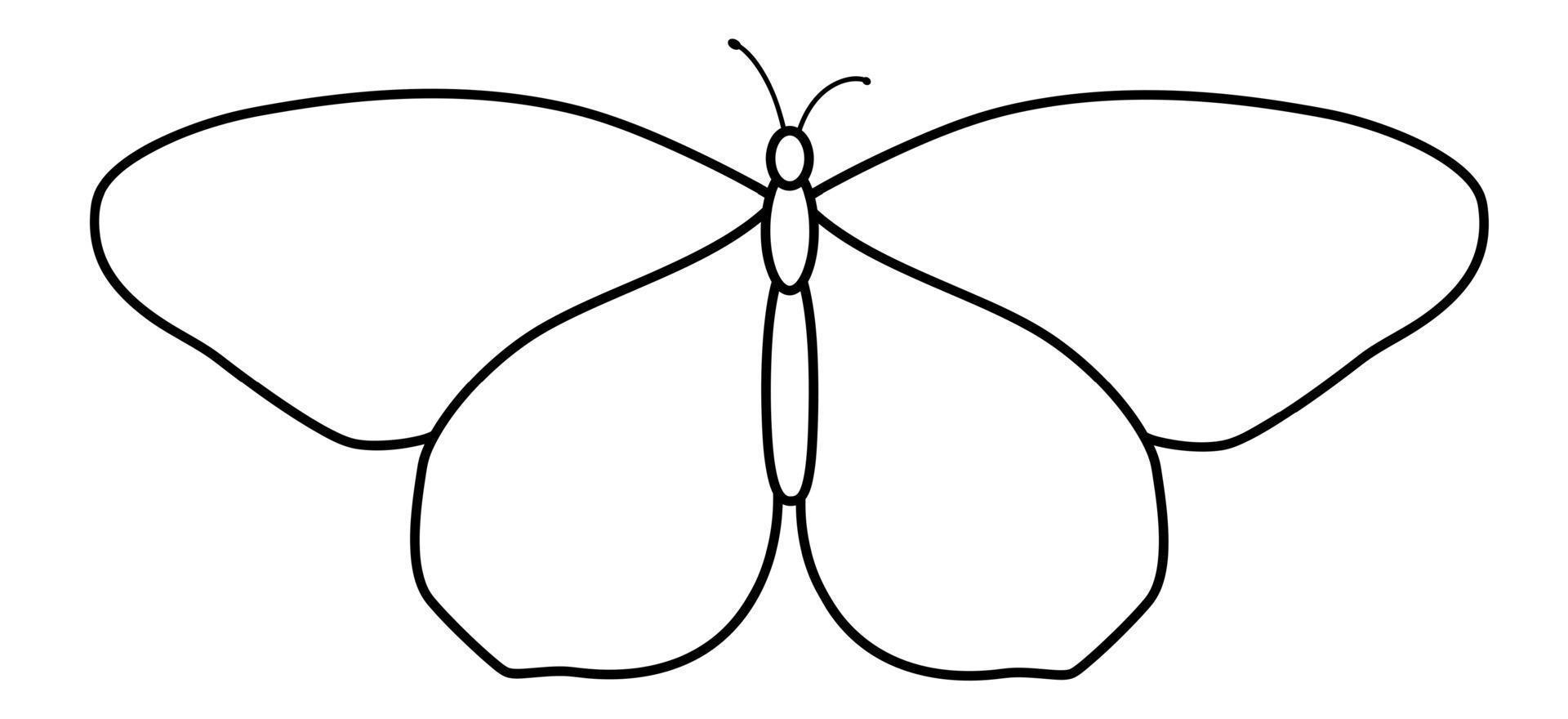 Butterfly black and white outline illustration. Coloring book or ...