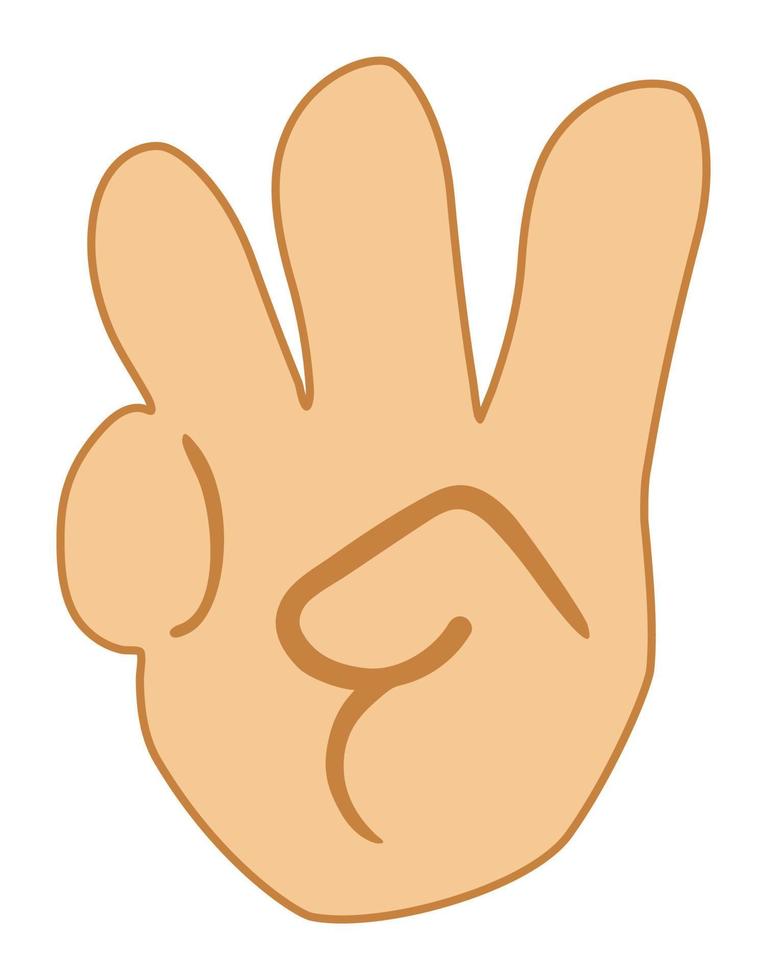 Three fingers counting icon for education. Hands with fingers. vector
