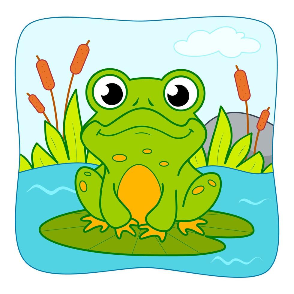 Cute Frog cartoon. Frog clipart vector. Nature background 8359018 ...