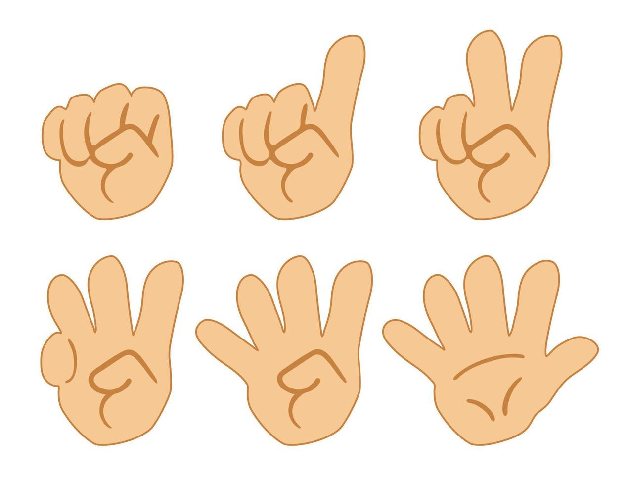 Fingers counting icon set for education. Hands with fingers. vector