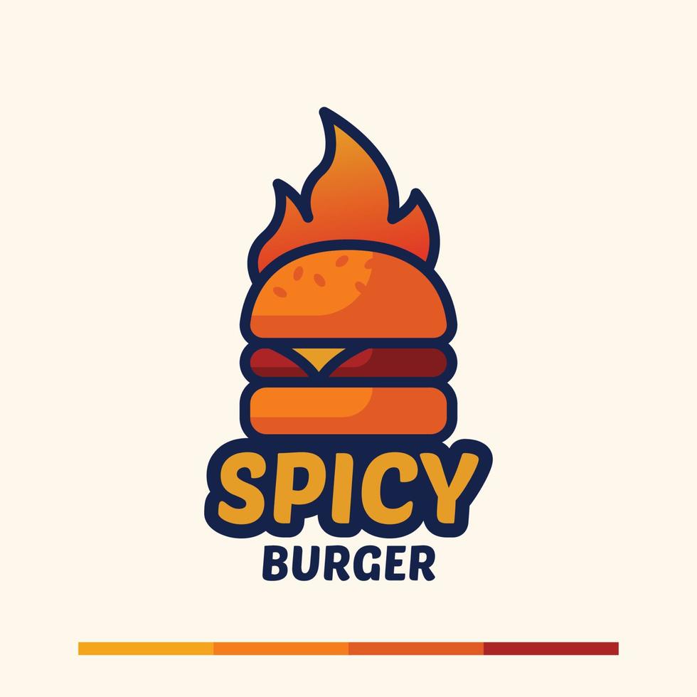 minimalist simple spicy burger logo concept vector