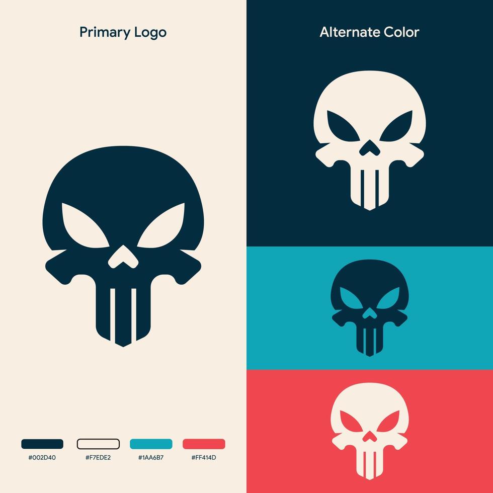 simple minimalist skull bone logo design vector