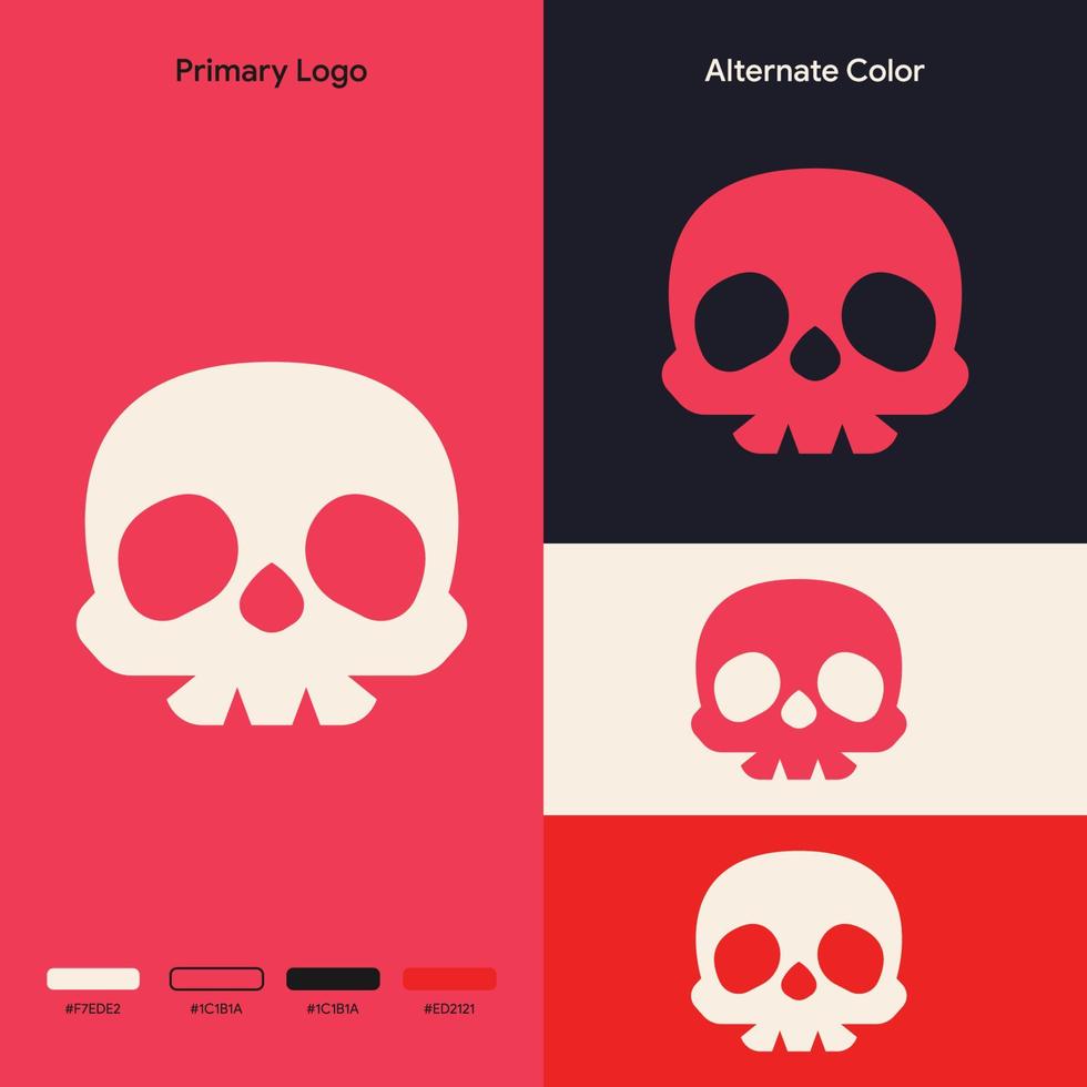 simple minimalist skull bone logo design vector