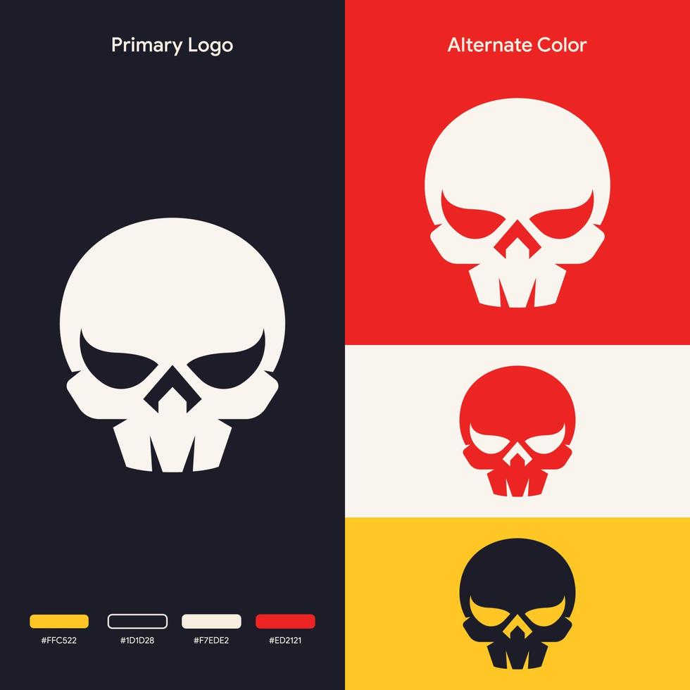 simple minimalist skull bone logo design vector