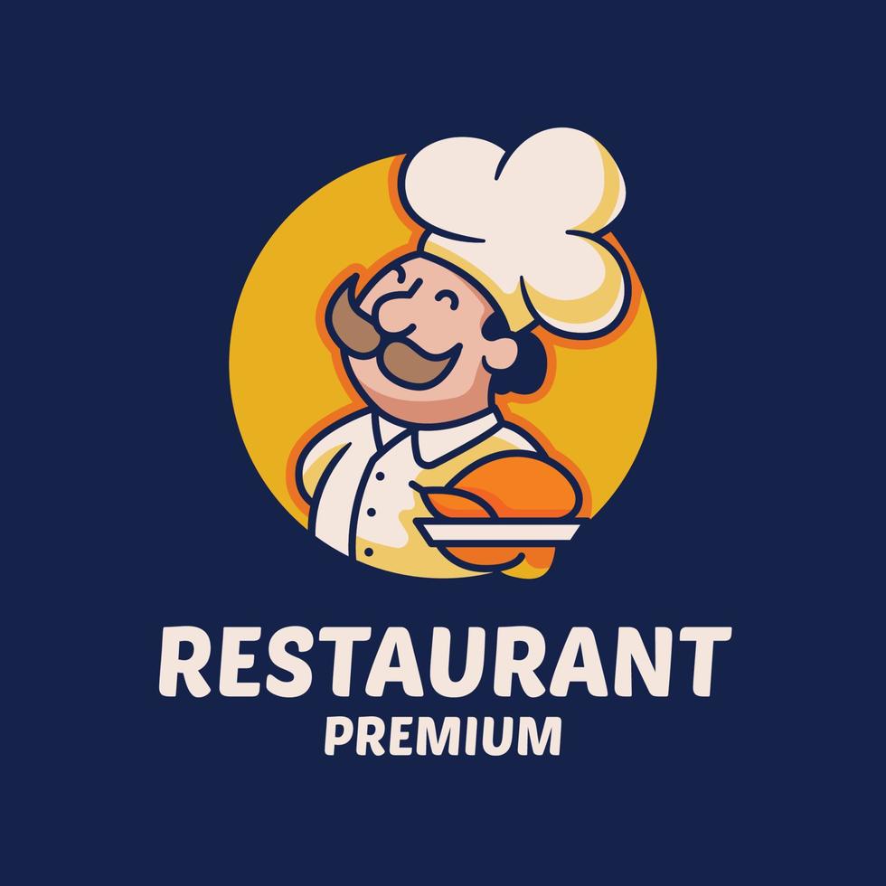 diseño de logotipo de mascota de restaurante de chef simple vector