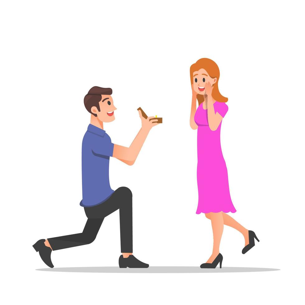 A man proposing to his girlfriend with a ring vector