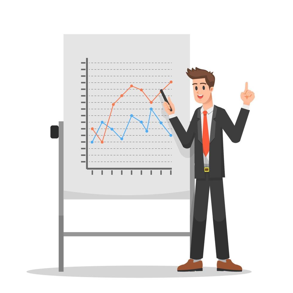 A businessman doing a presentation on business growth vector