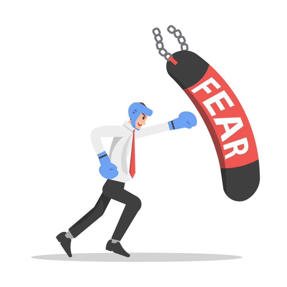 a businessman practicing facing fear vector