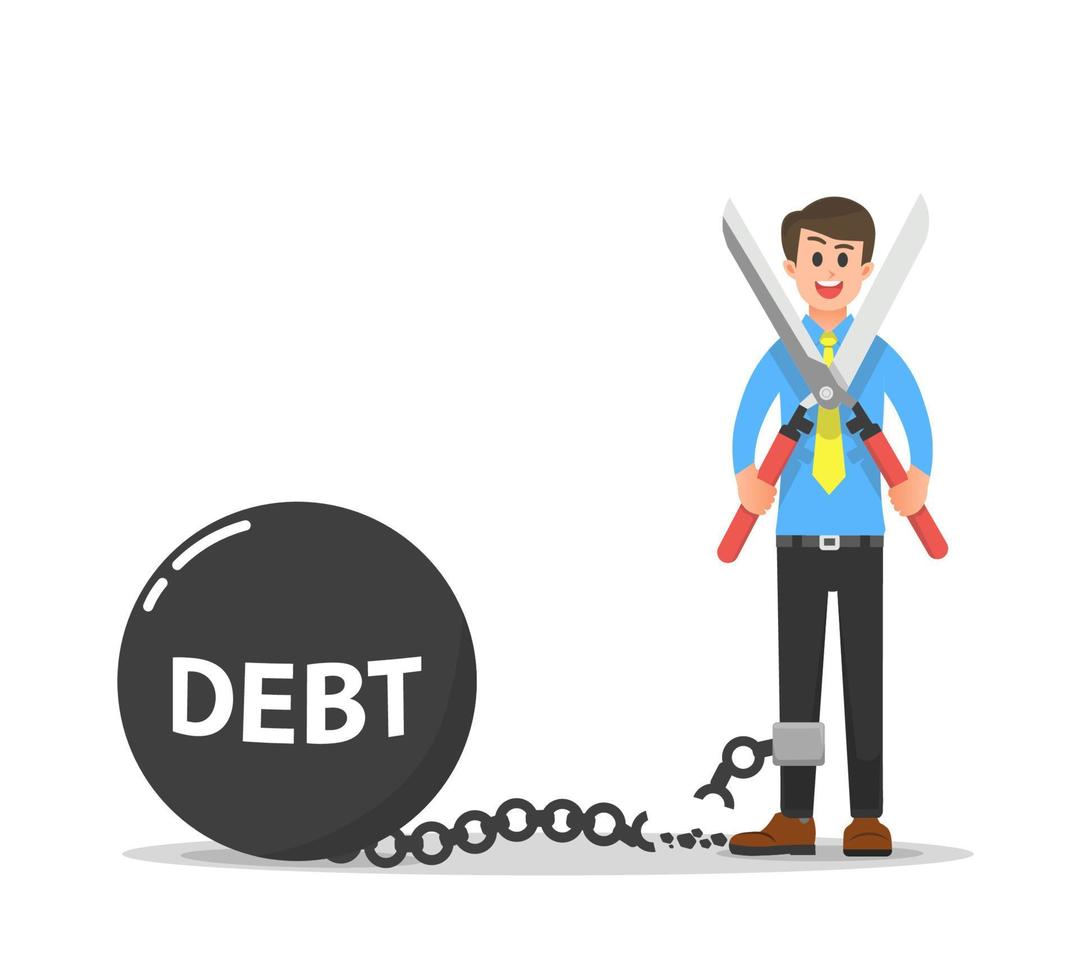 A businessman gets out of debt bondage vector