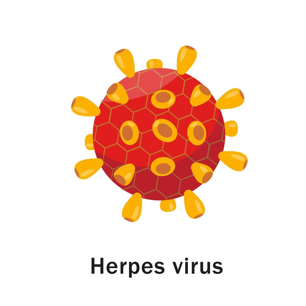 Herpes virus cell isolated on white background. Vector icon illustration.