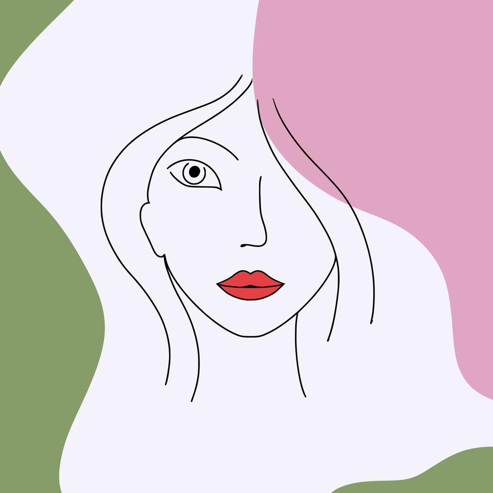 Abstract poster. Girl face. Vector doodle illustration.