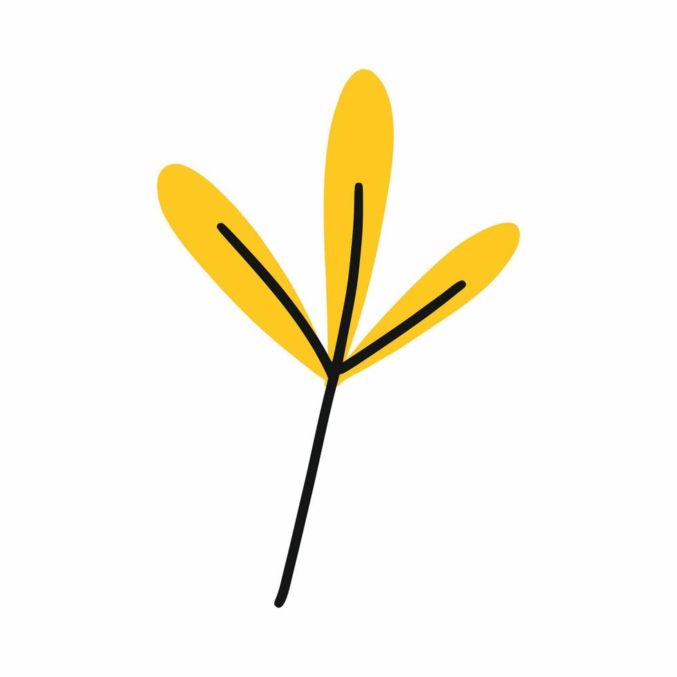 ramita amarilla. ilustración vectorial de garabatos. flores y hierbas. elemento de decoración de postal. vector