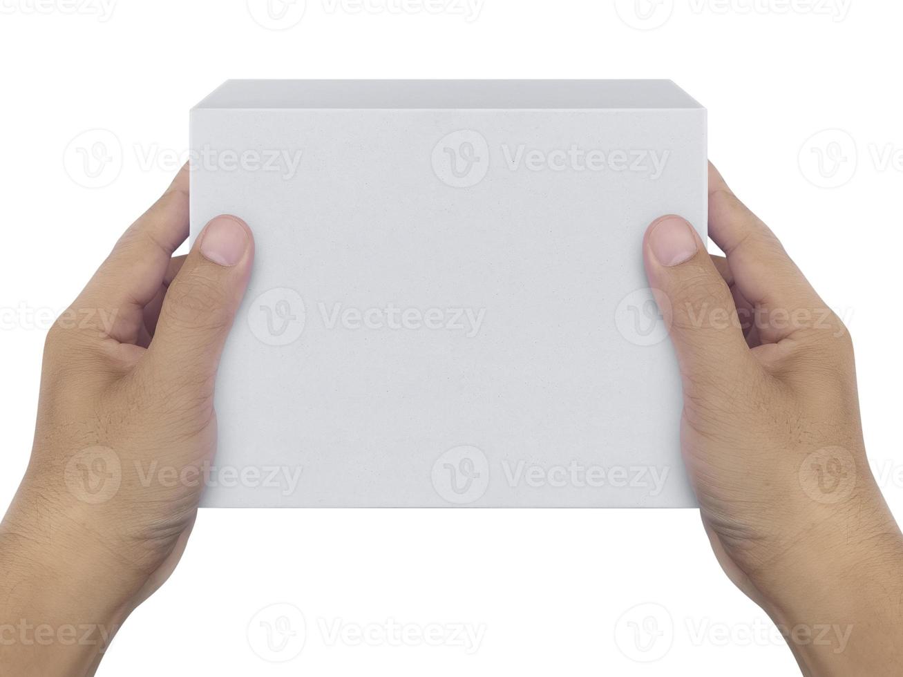 Box in hand on white background isolation photo