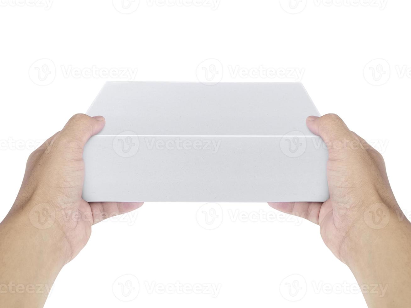Box in hand on white background isolation photo