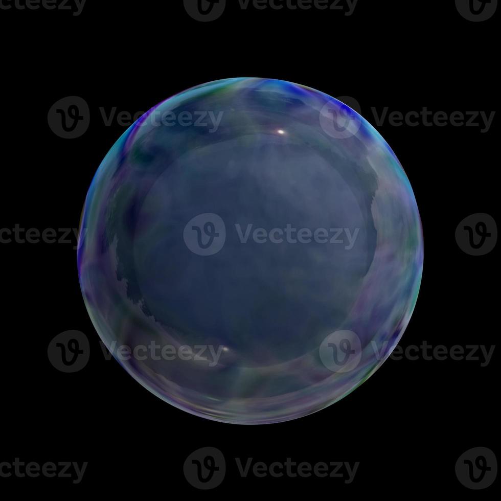 Transparent soap or water bubble on black background photo