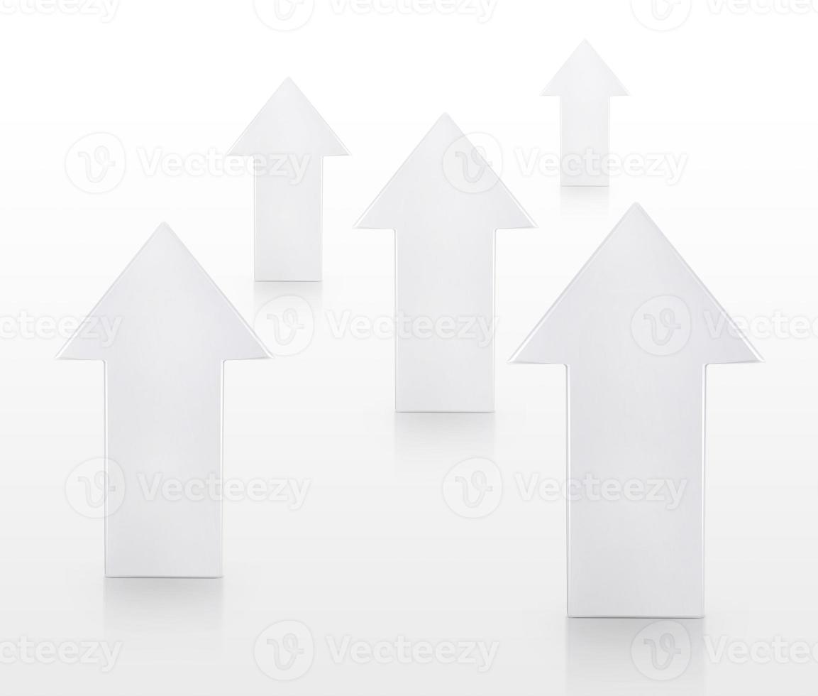 White arrow - 3d render isolated on a white background photo