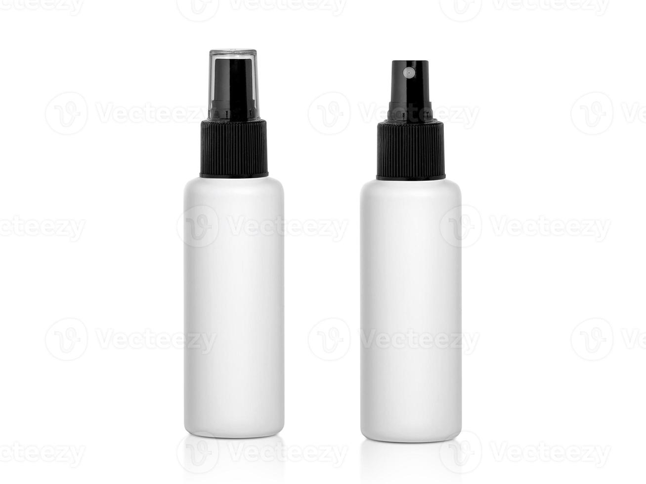 Plastic spray bottles isolated on white background photo